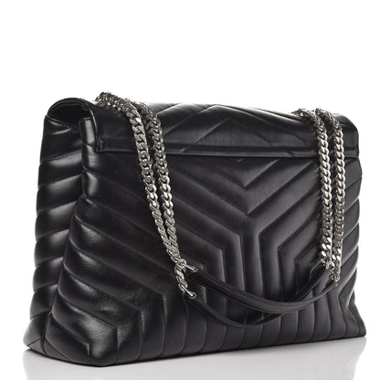 Saint Laurent Calfskin Y Quilted Monogram Large Loulou Chain Satchel Black 4 of 10