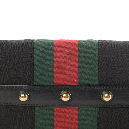 Gucci Monogram Web Horsebit Chain Clutch Black 11 of 12