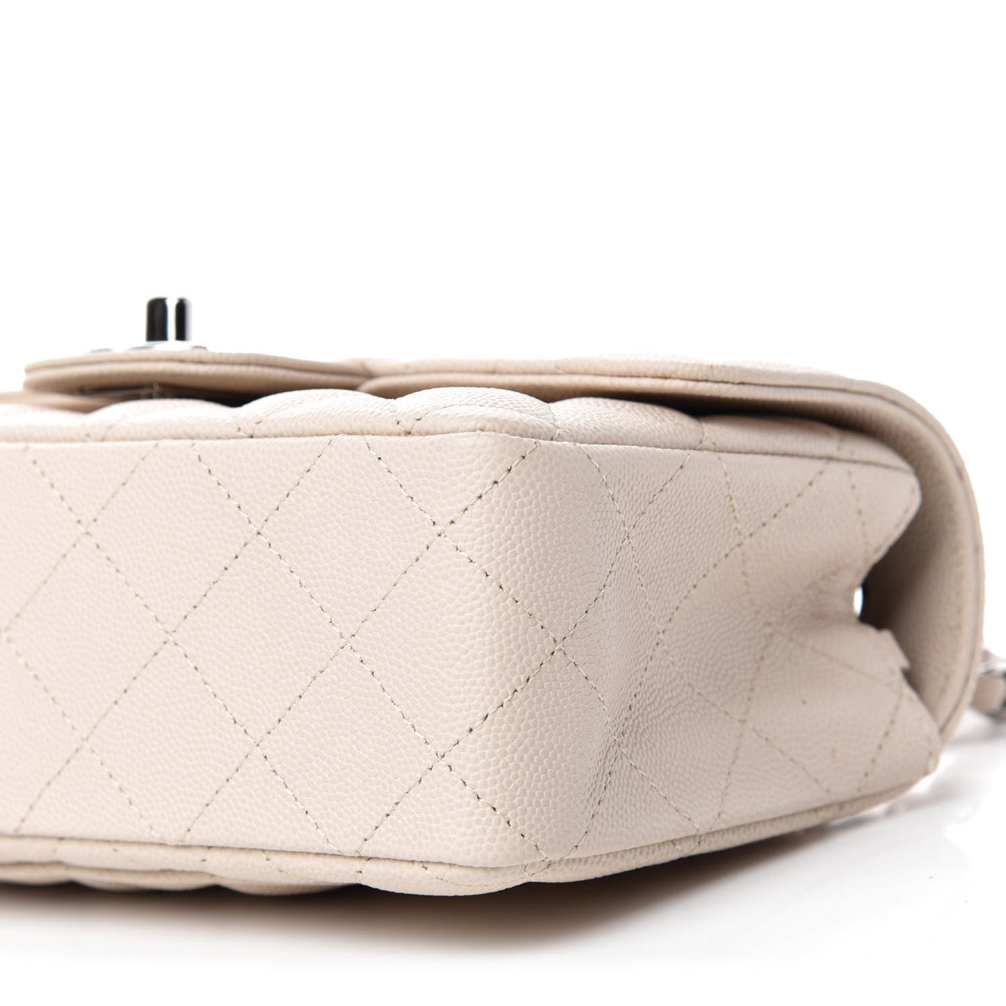 Caviar Quilted Mini Rectangular Flap White