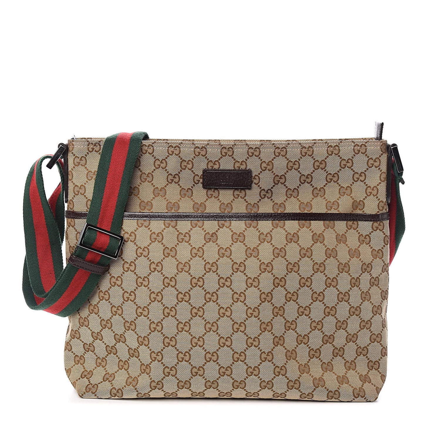 Monogram Web Medium Flat Messenger Bag Brown