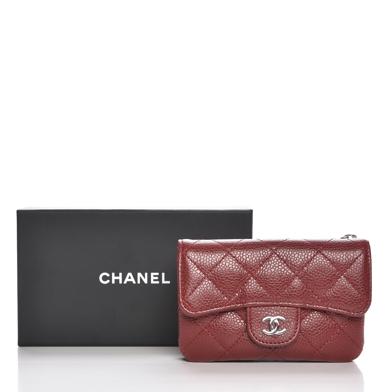 Chanel Caviar Quilted Coin Purse Dark Red 9 of 9