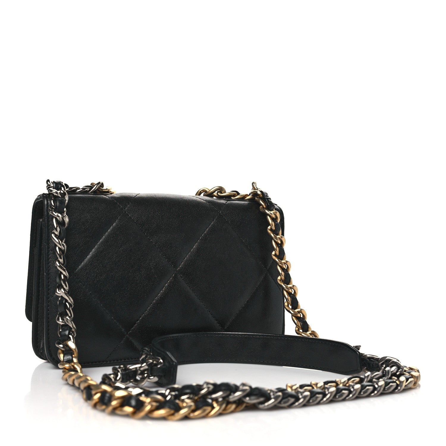 Chanel Goatskin Quilted Chanel 19 Wallet On Chain WOC Black 3 of 11