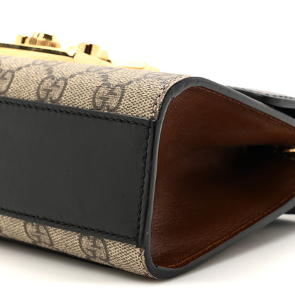 Gucci GG Supreme Monogram Calfskin Small Padlock Shoulder Bag Beige Black Cuir 9 of 15