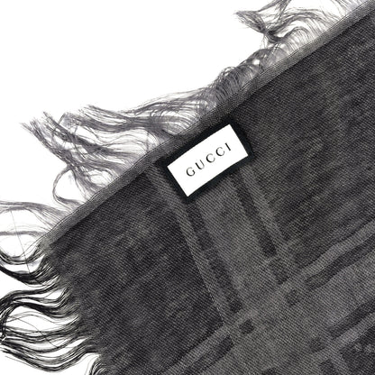 Gucci Wool Silk GG Monogram Diamante Plaid Surviee Shawl Graphite Black 3 of 4