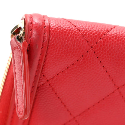 Chanel Caviar Quilted Medium Filigree Zip Around Wallet Dark Red 10 of 10