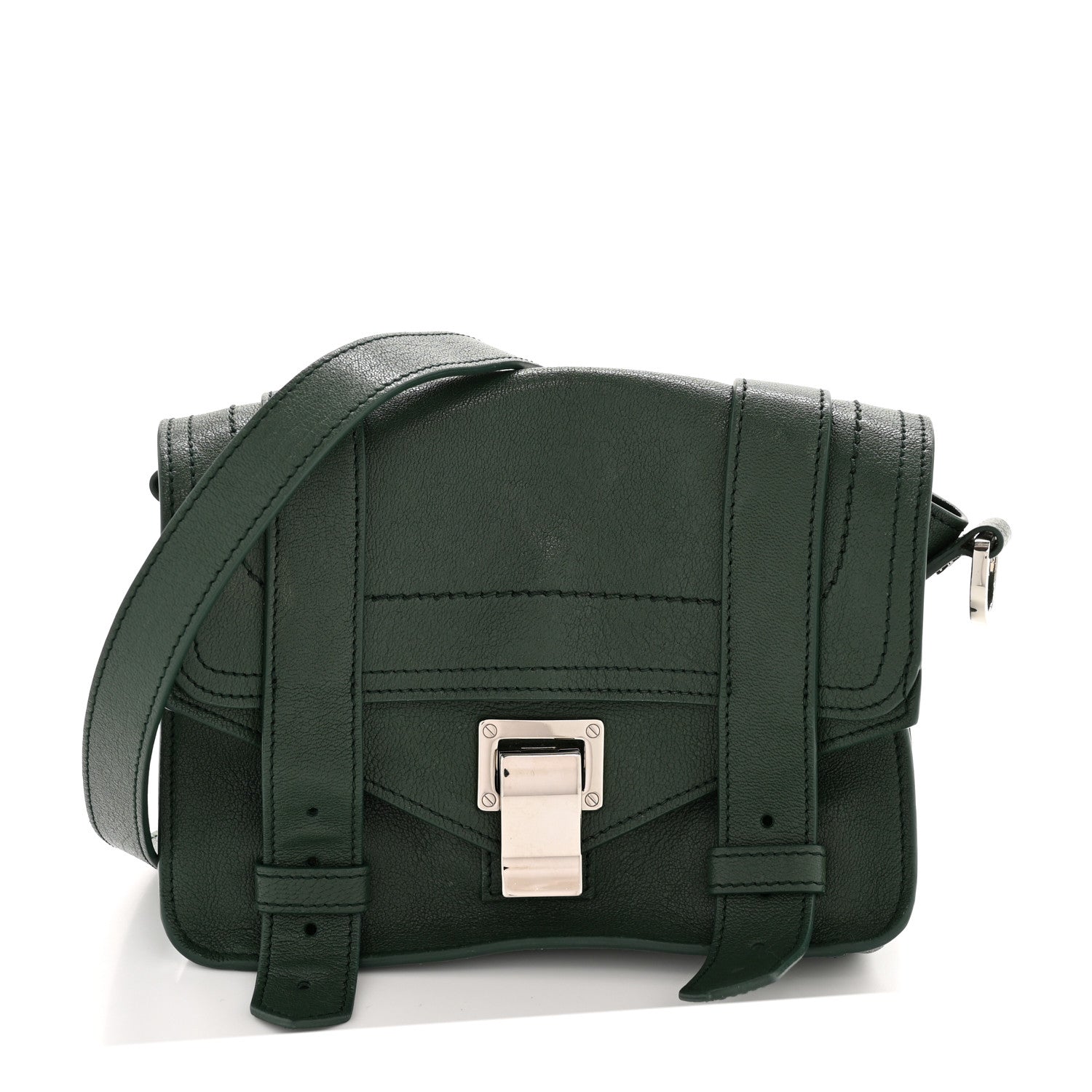Proenza Schouler Lambskin Mini PS1 Satchel Forest Green 1 of 12