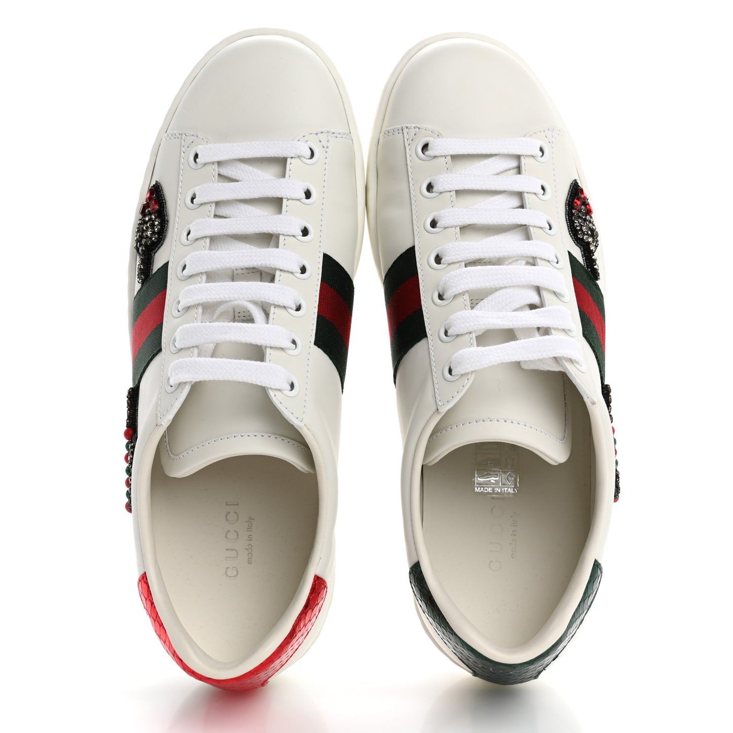 Calfskin Web Studded Womens Arrow Ace Sneakers 37 White
