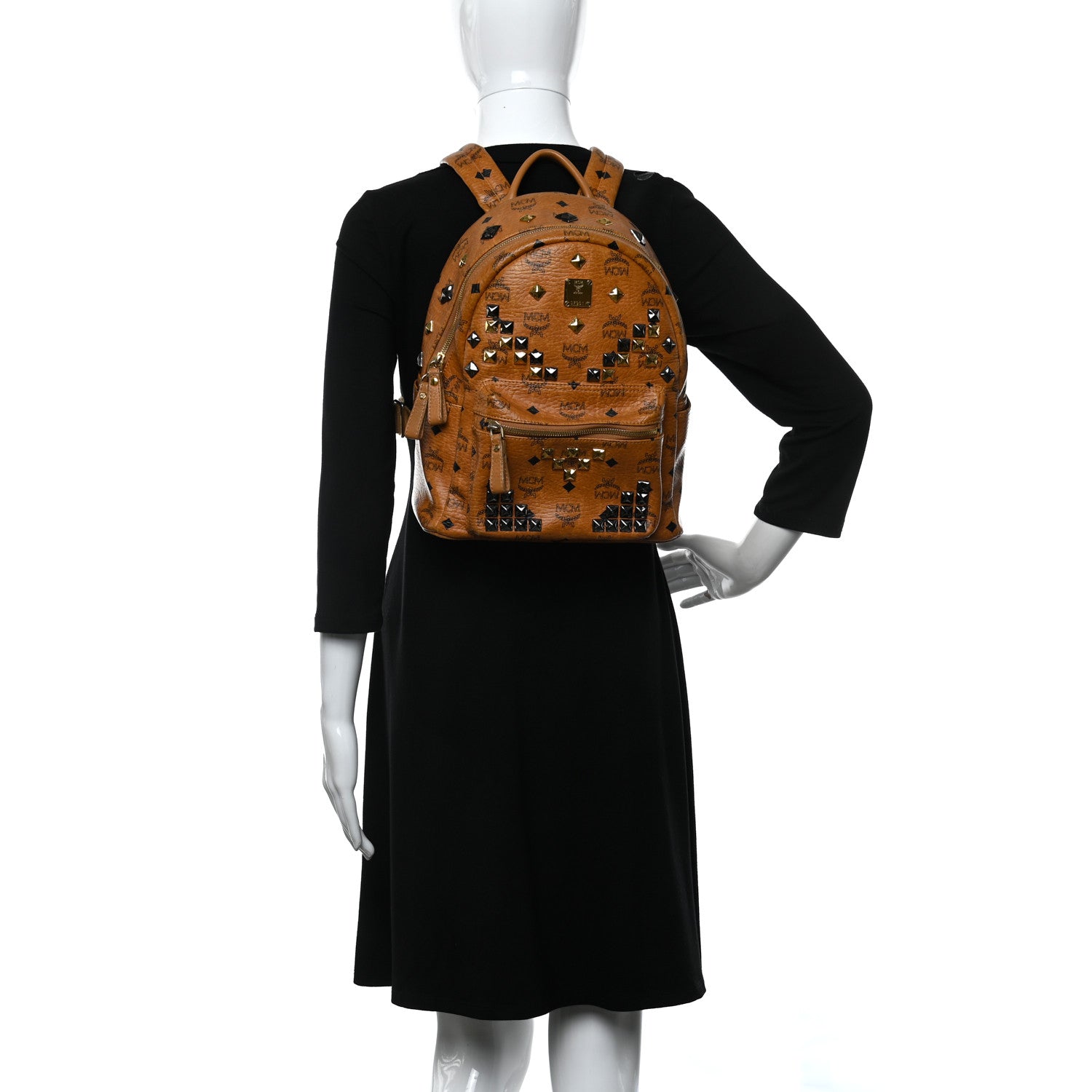 MCM Visetos Studded Small Stark M Backpack Cognac 2 of 17