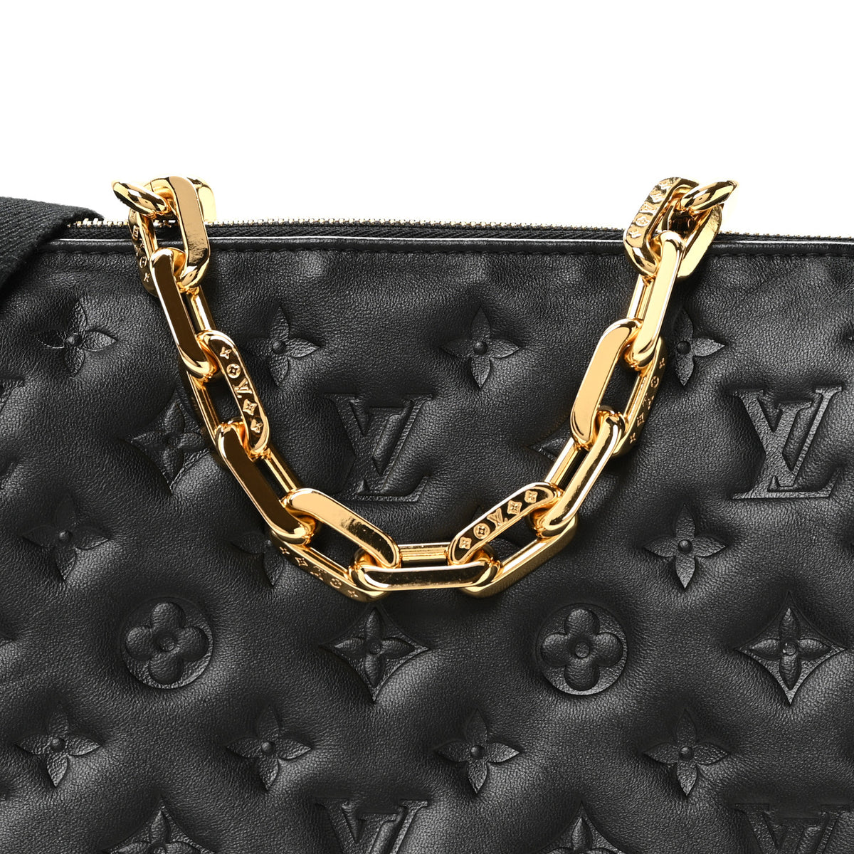 Lambskin Embossed Monogram Coussin PM Black