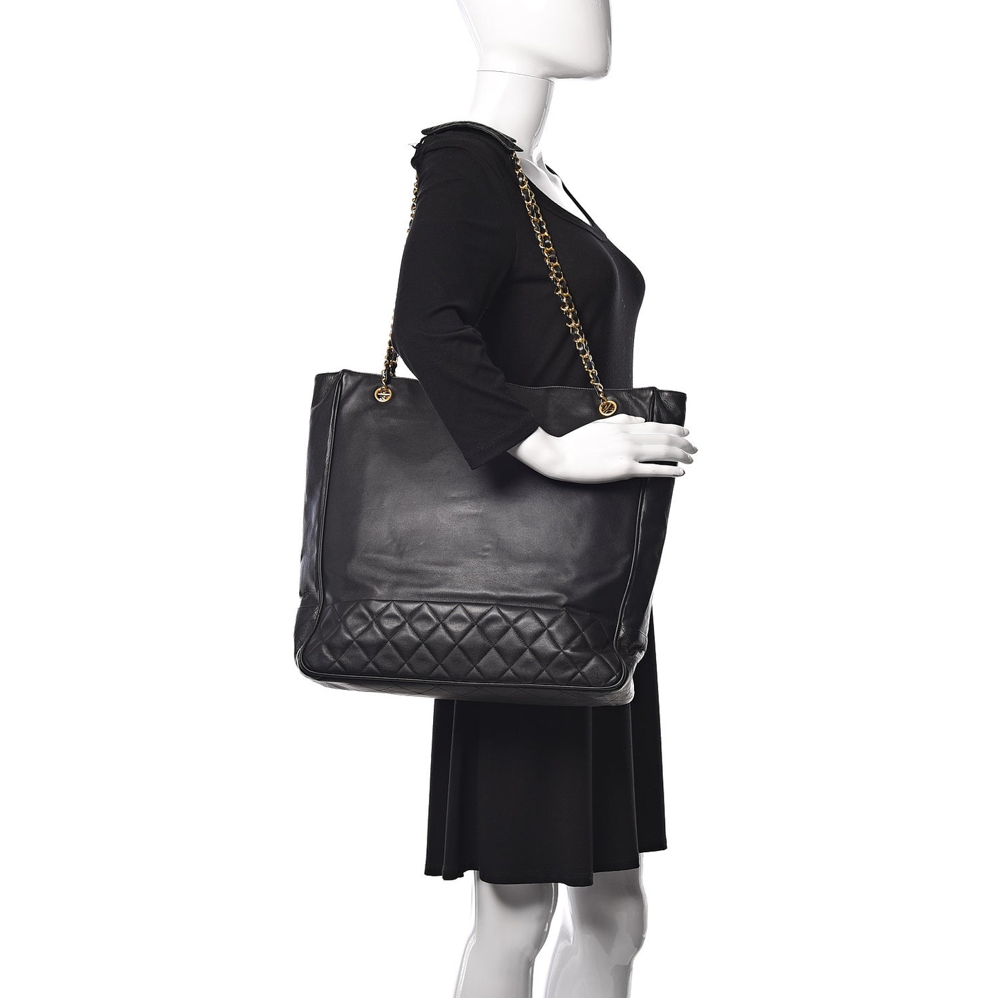 Lambskin Shopping Tote Black