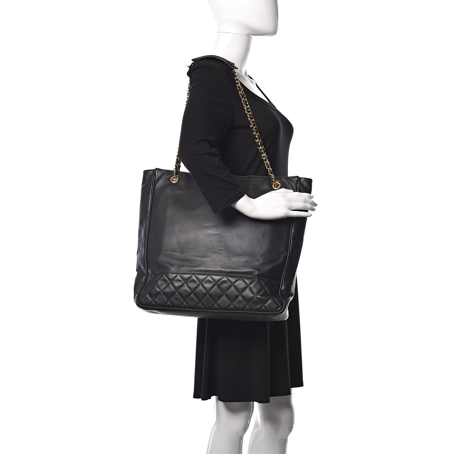 Chanel Lambskin Shopping Tote Black 2 of 12