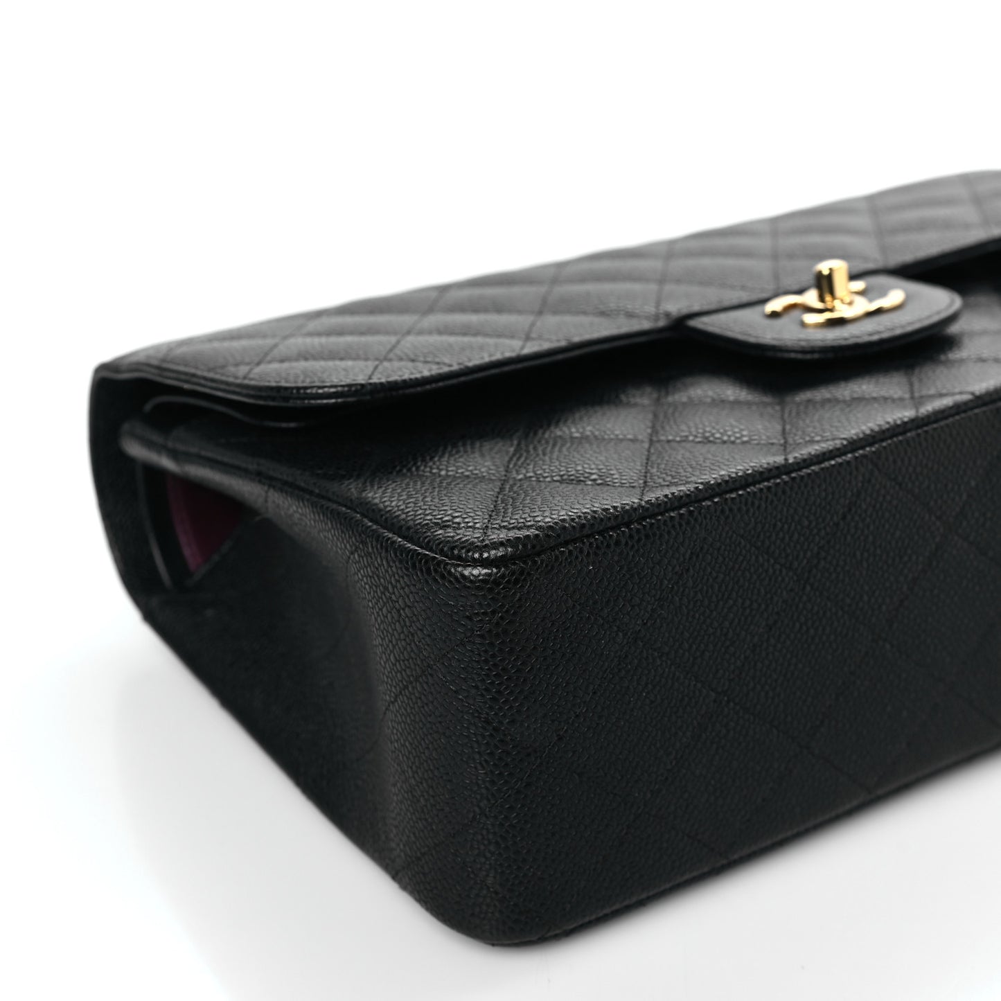 Caviar Quilted Jumbo Double Flap Black