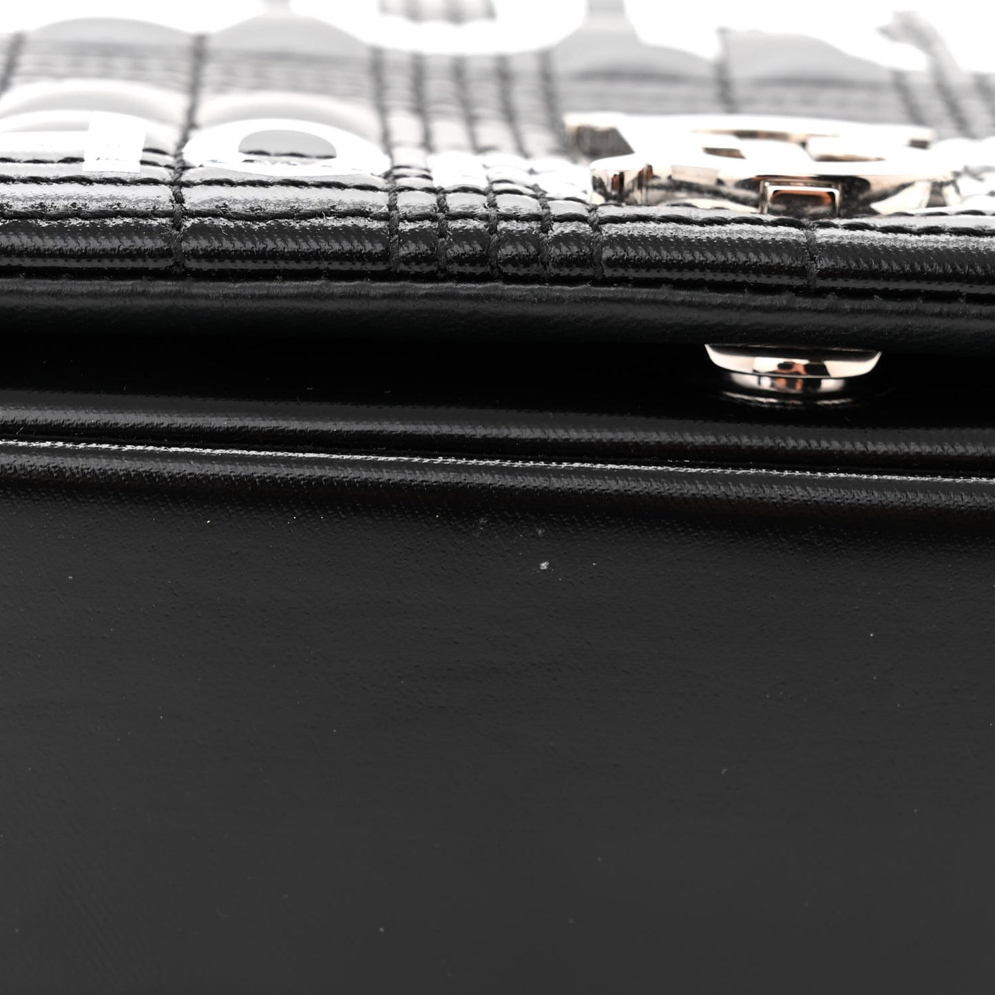 Patent Quilted Horseferry Print Small Lola Bag Black