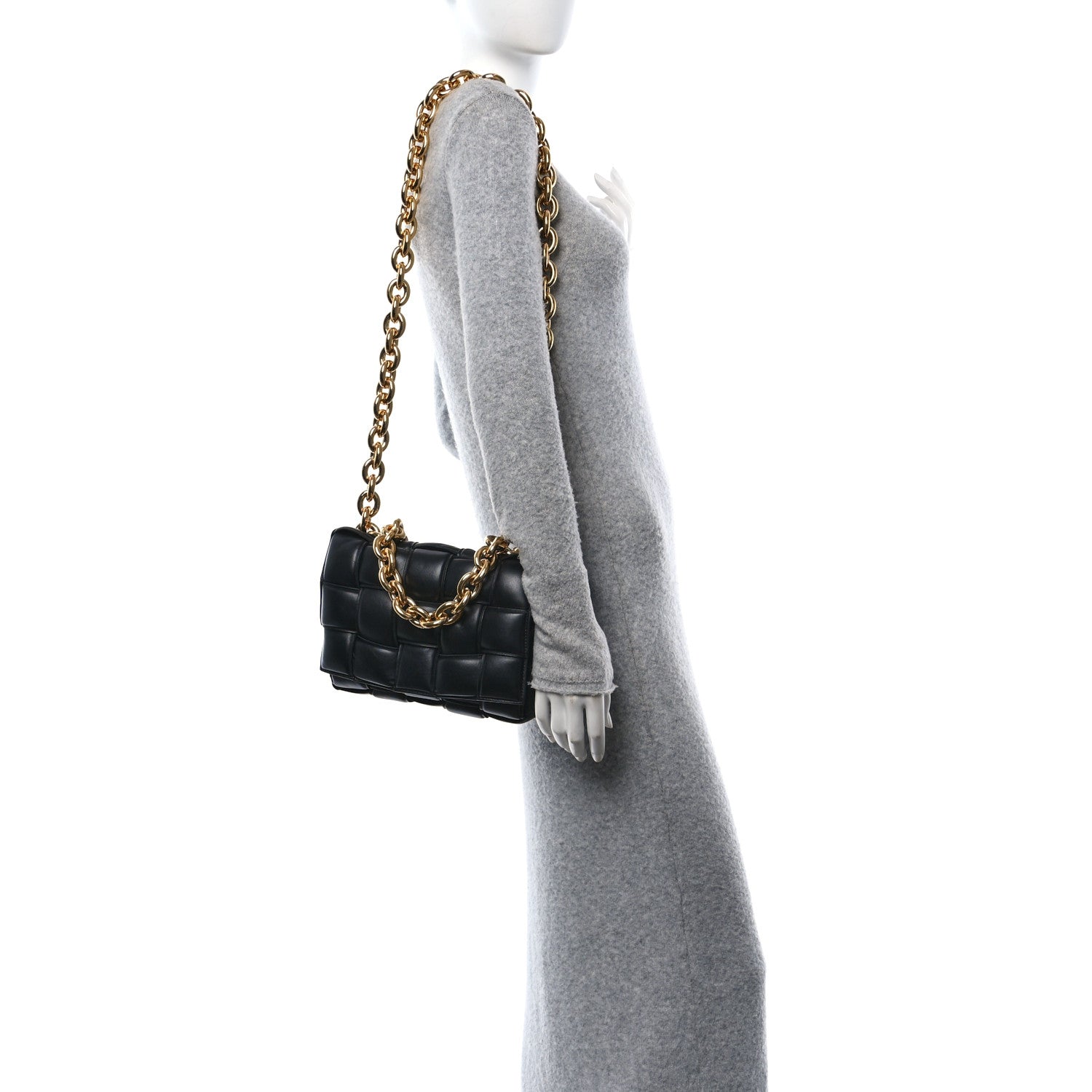 Bottega Veneta Lambskin Maxi Intreccio Padded Chain Cassette Crossbody Bag Black 3 of 10
