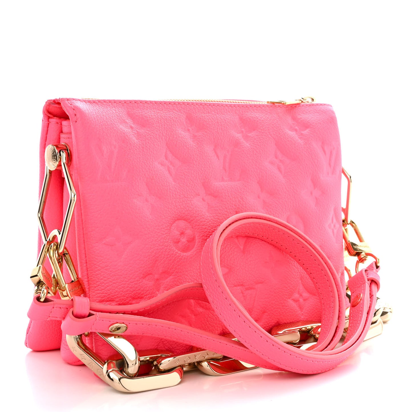 Calfskin Embossed Monogram Coussin BB Rose Fluo