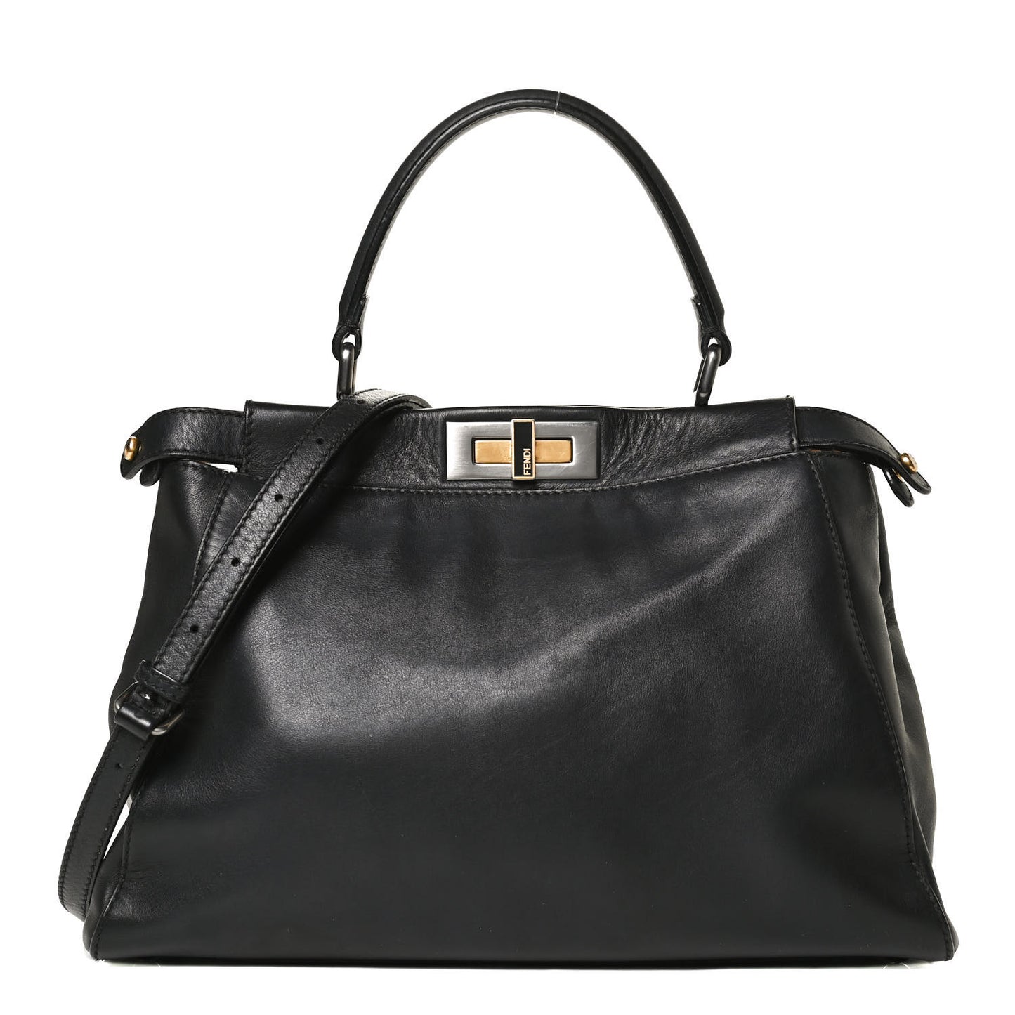 Calfskin Calf Hair Leopard Print Medium Peekaboo Iconic Satchel Black