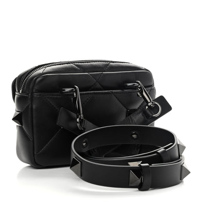 Valentino Garavani Nappa Monochome Small Roman Stud Crossbody Bag Black 3 of 8