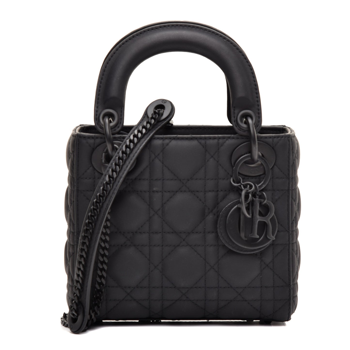 Ultra Matte Calfskin Cannage Mini Lady Dior Black