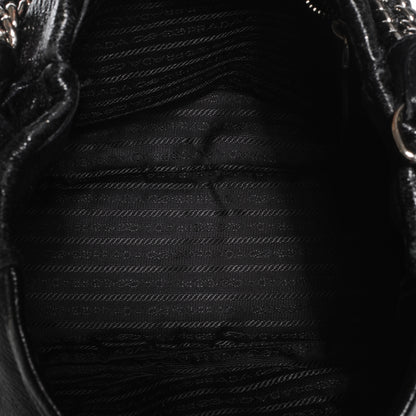 Prada Cervo Lux Chain Shoulder Bag Black 7 of 9
