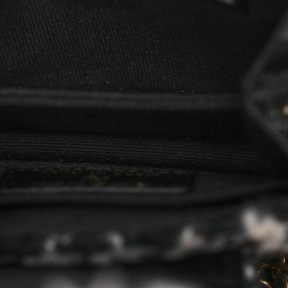 Chanel Tweed Houndstooth Quilted Mini Accordion Clutch With Chain White Black 6 of 13