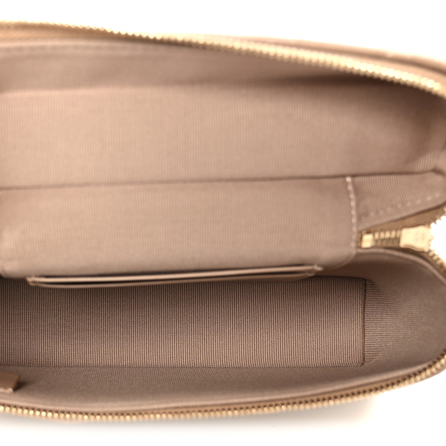 Caviar Quilted Top Handle Slim Vanity With Chain Dark Beige