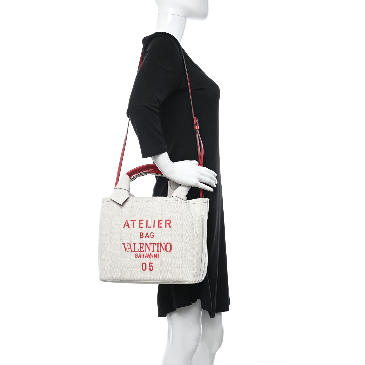 Valentino Garavani Canvas Atelier 05 Plisse Edition Medium Tote Bag Naturale 2 of 11