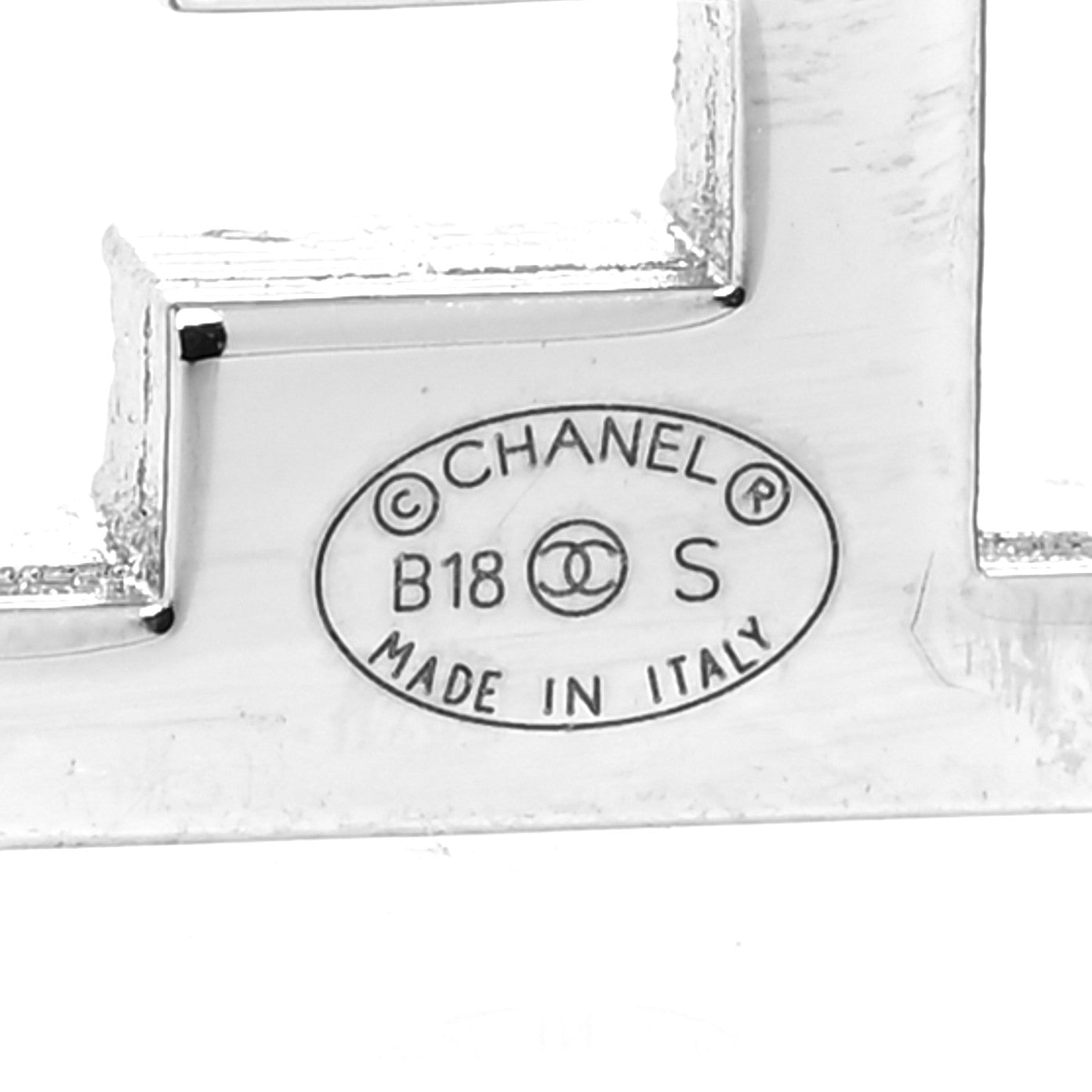 Chanel Crystal Logo Brooch Silver 4 of 4