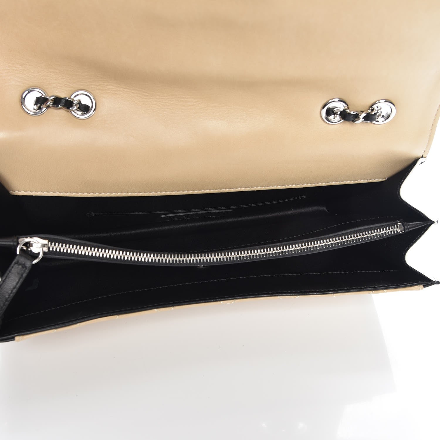 Chanel Lambskin Quilted Tri-Color Flap Beige Black 5 of 8