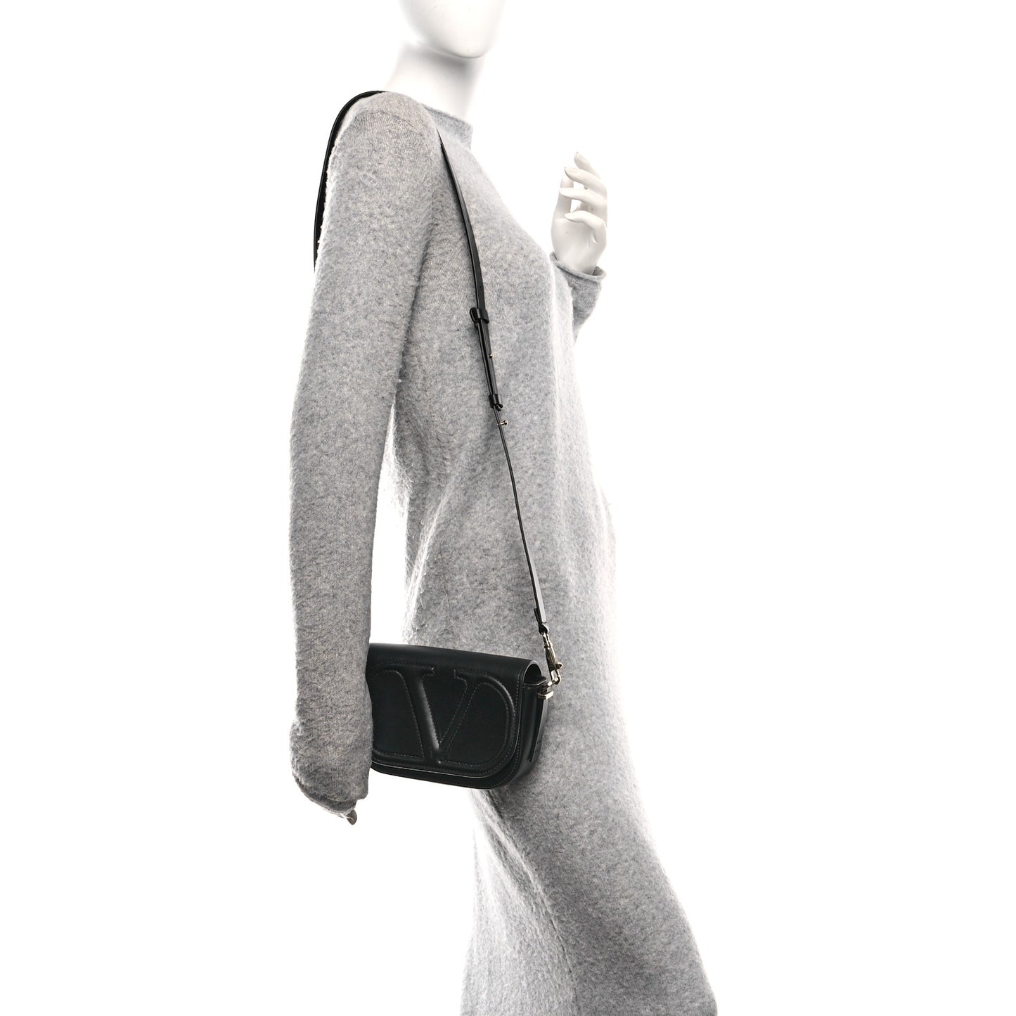 Calfskin VLogo Walk Shoulder Bag Black