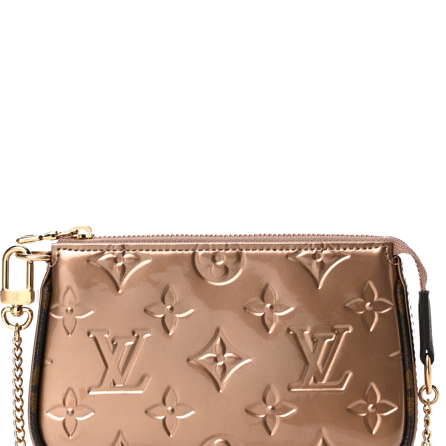 Metallic Vernis Mini Pochette Accessories Rose Gold