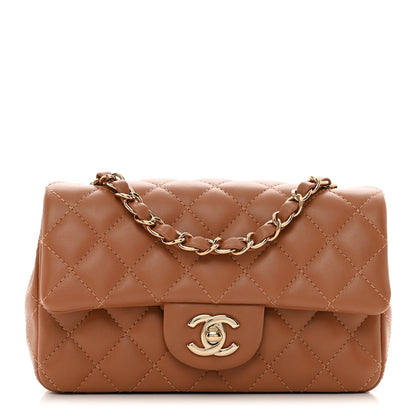 Chanel Lambskin Quilted Mini Rectangular Flap Brown 1 of 10