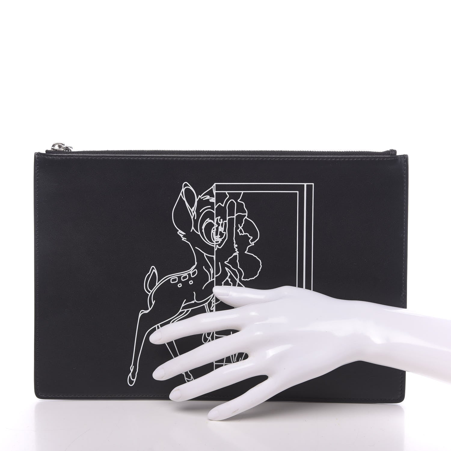 Givenchy Calfskin Bambi Print Medium Cosmetic Pouch Black 2 of 7