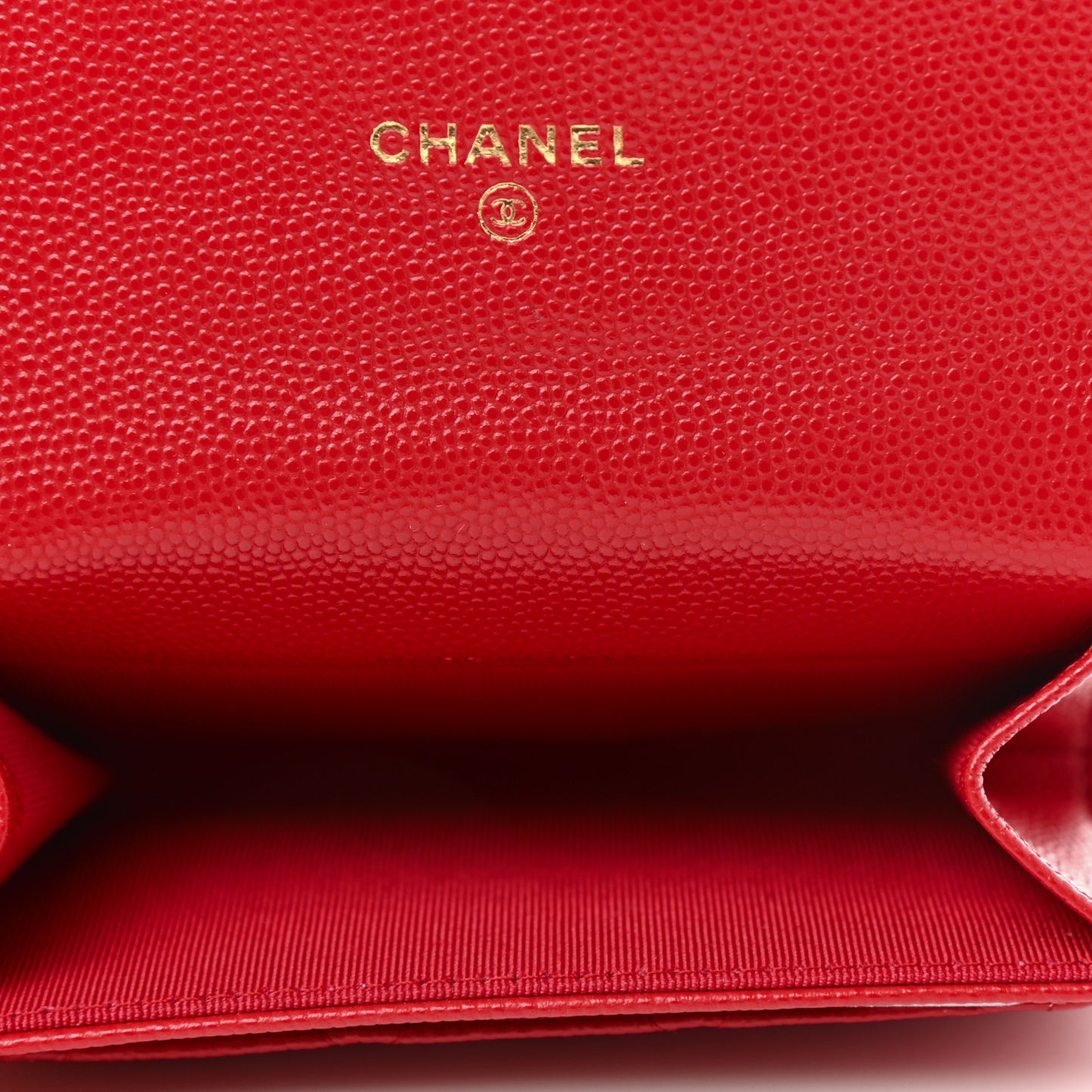 Caviar Quilted Flap Card Holder Wallet Red