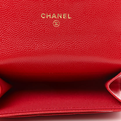 Chanel Caviar Quilted Flap Card Holder Wallet Red 5 of 9