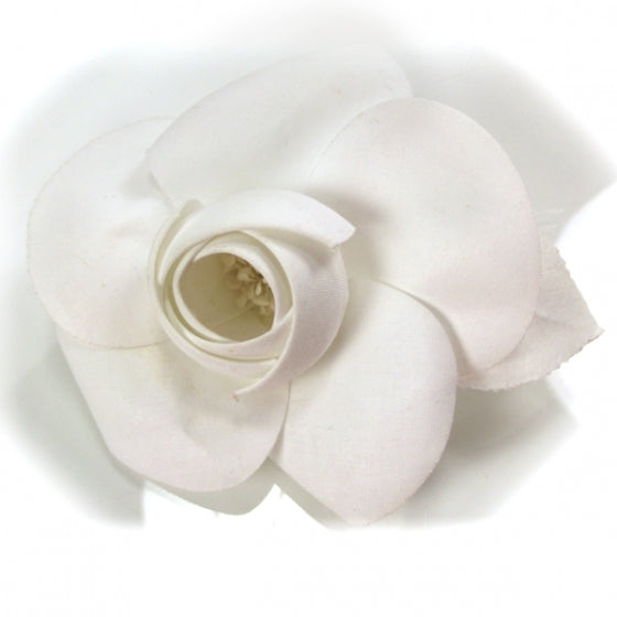 Fabric Camellia Flower Brooch White