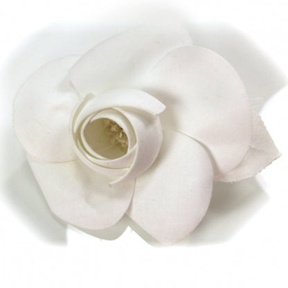 Chanel Fabric Camellia Flower Brooch White 1 of 4