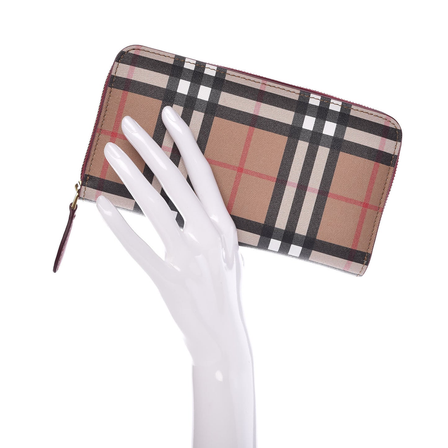 Vintage Check Elmore Zip Around Wallet Crimson