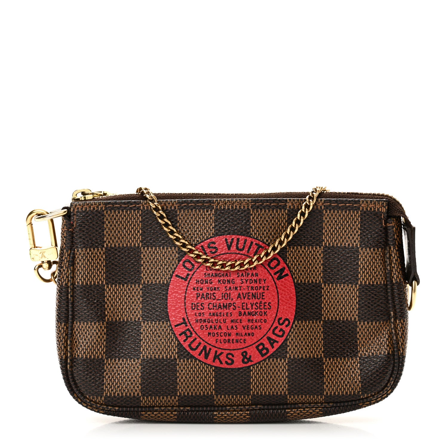 Louis Vuitton Damier Ebene Complice Trunks and Bags Mini Pochette Accessories Red 1 of 10