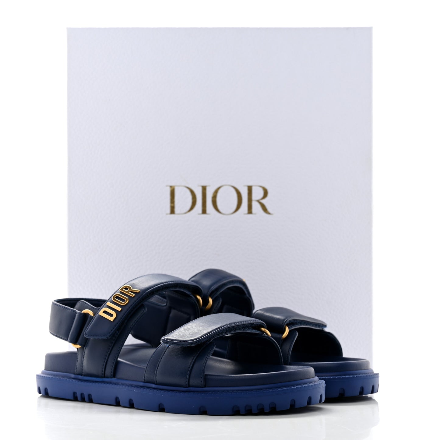 Lambskin Dioract 10mm Sandals 37 Deep Blue