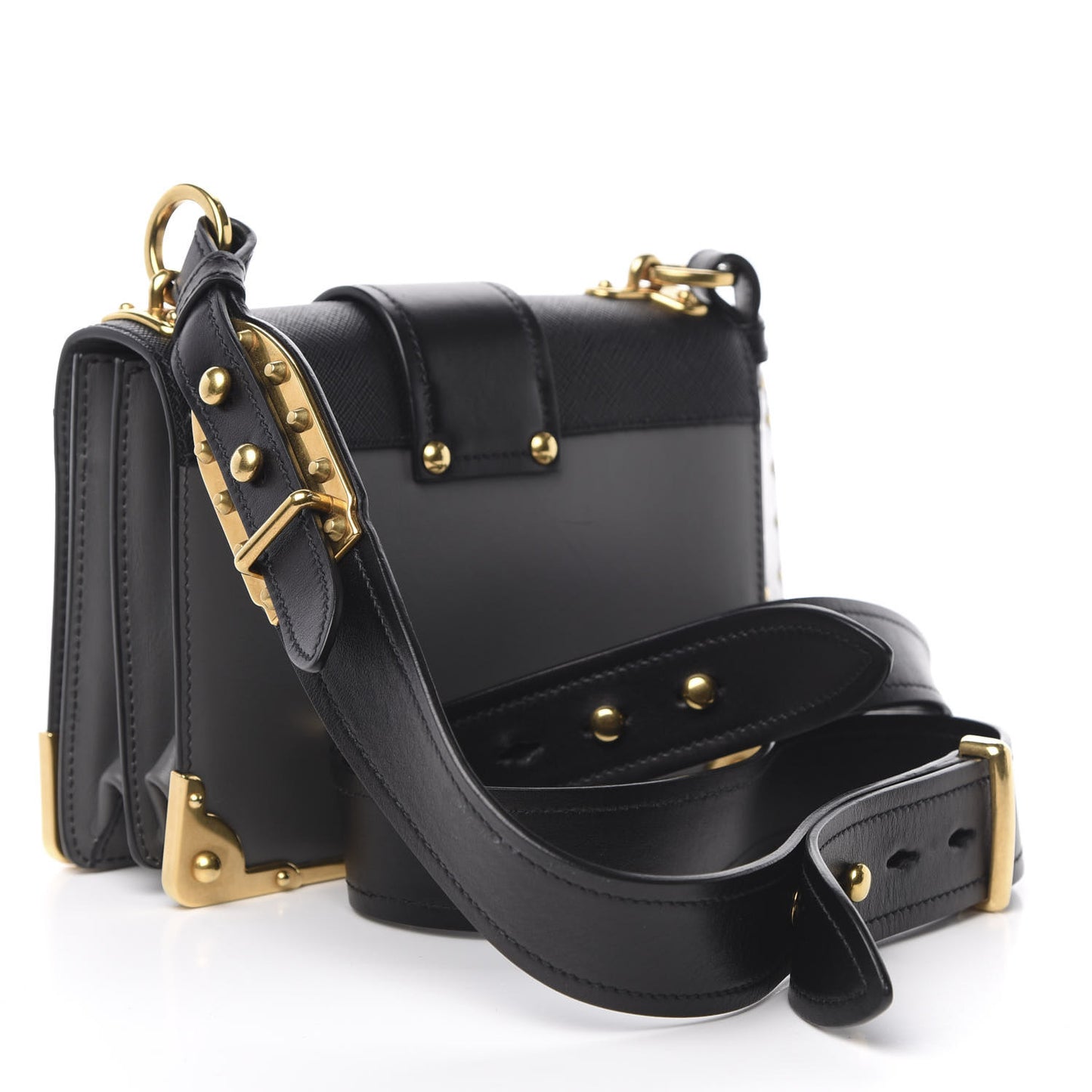 City Calfskin Saffiano Cahier Bag Mercurio Black