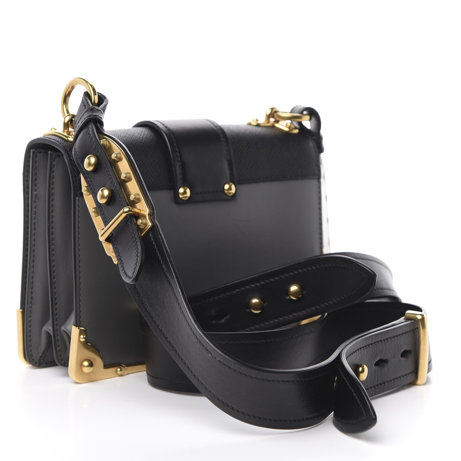 Prada City Calfskin Saffiano Cahier Bag Mercurio Black 3 of 9