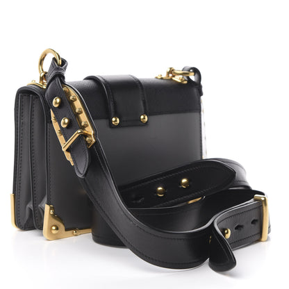 Prada City Calfskin Saffiano Cahier Bag Mercurio Black 3 of 9