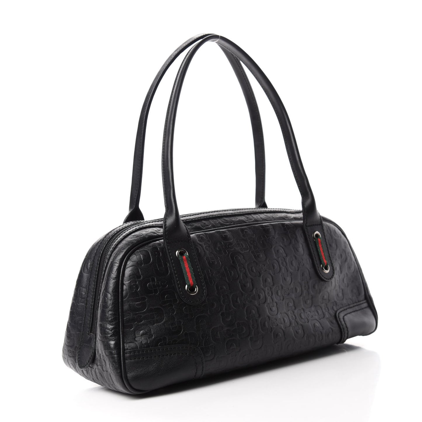 Calfskin Horsebit Embossed Princy Boston Black