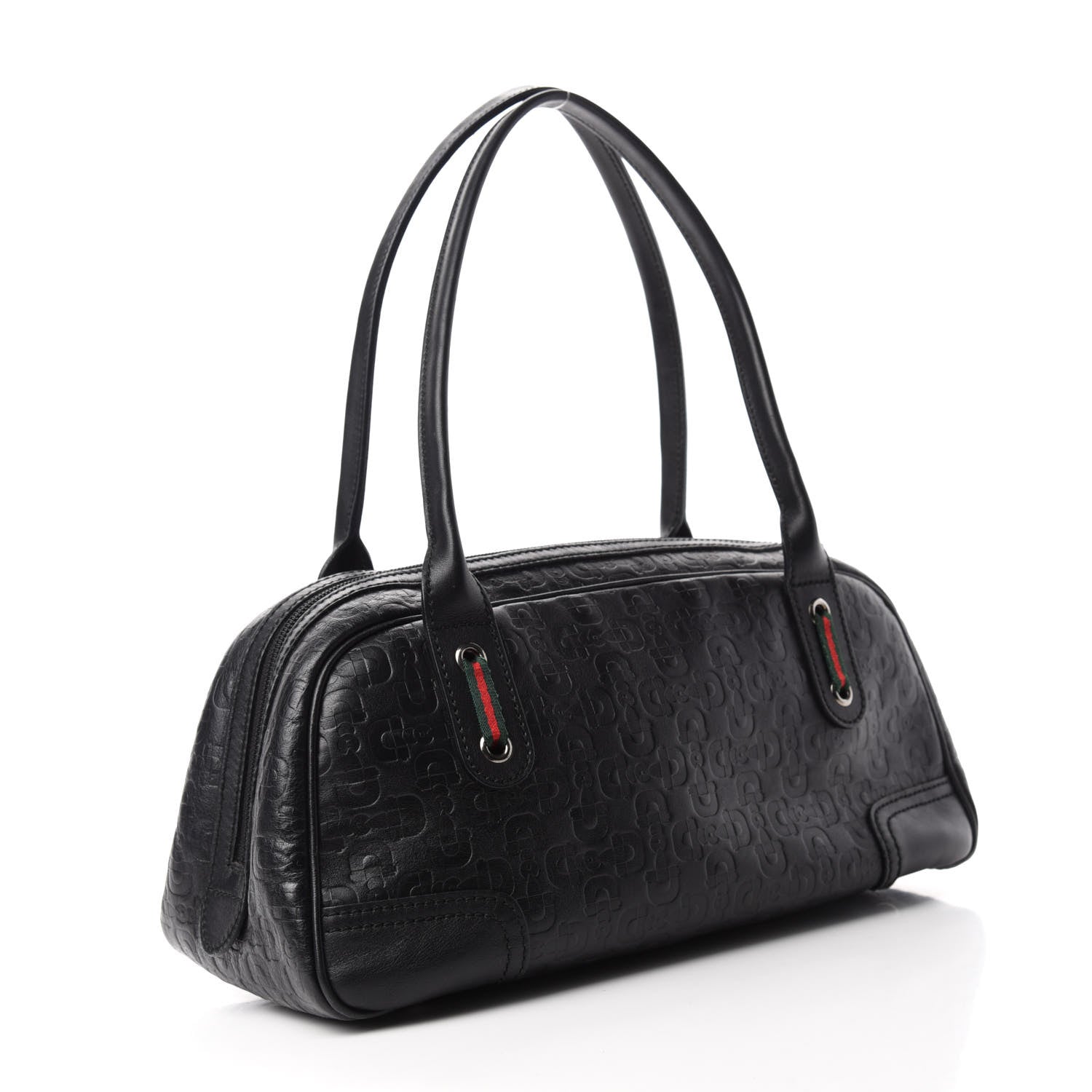 Gucci Calfskin Horsebit Embossed Princy Boston Black 3 of 10