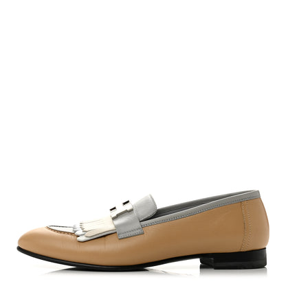 Hermes Goatskin Womens Royal Loafers 38 Beige Albinos 1 of 10