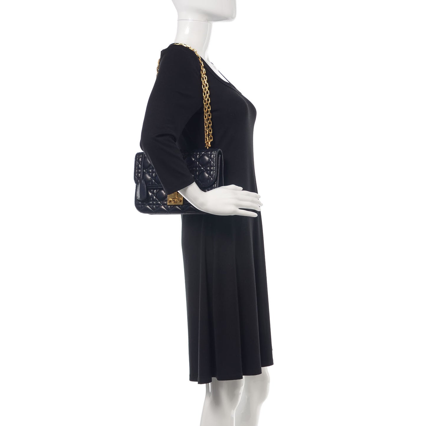 Lambskin Cannage Large Dioraddict Flap Bag Black