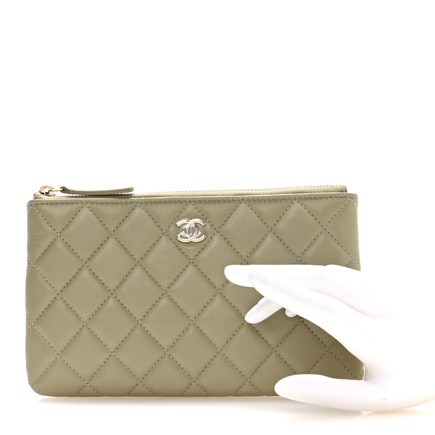 Lambskin Quilted Cosmetic Case Light Green