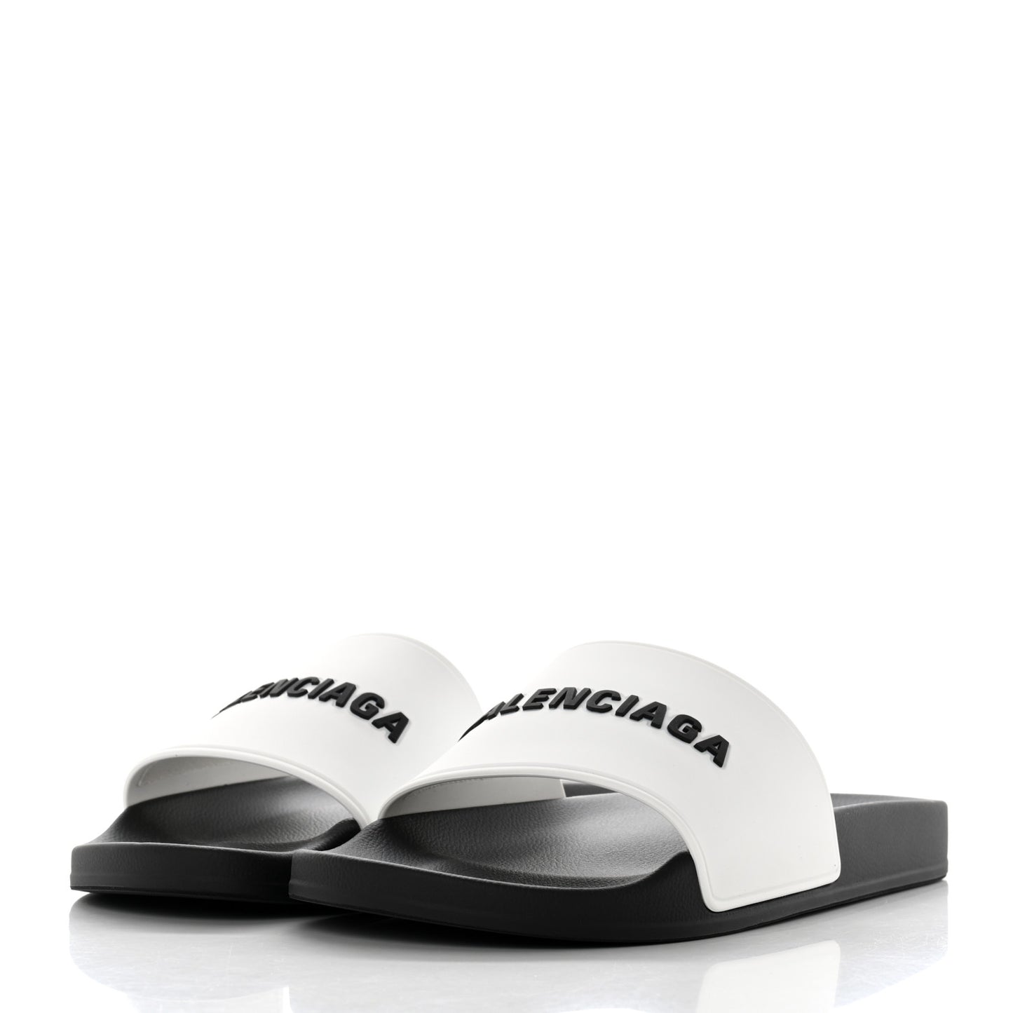 Rubber Mens Logo Pool Slide Sandals 42 White Black