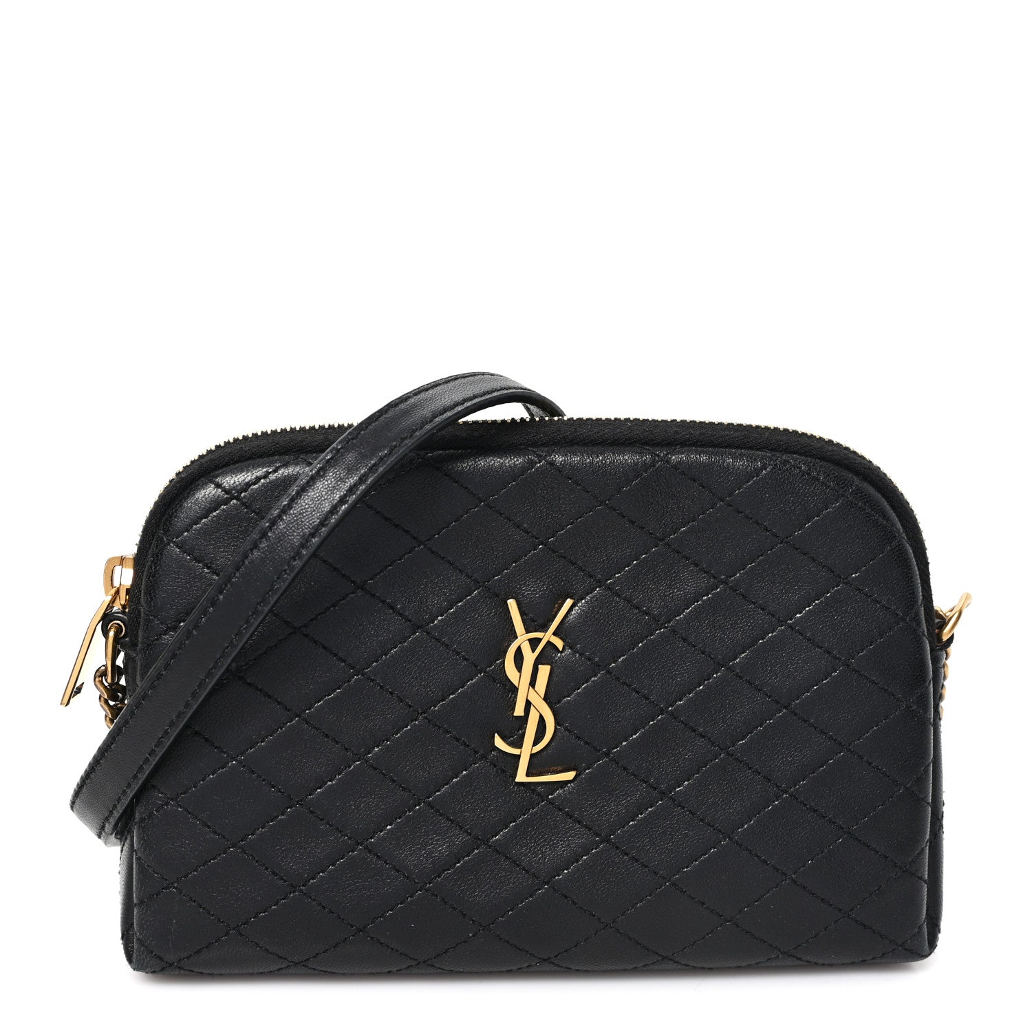 Saint Laurent Lambskin Quilted Gaby Zipped Pouch Black 1 of 10