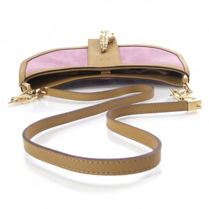 Gucci Suede Tiger Charm Shoulder Bag Pink 5 of 11